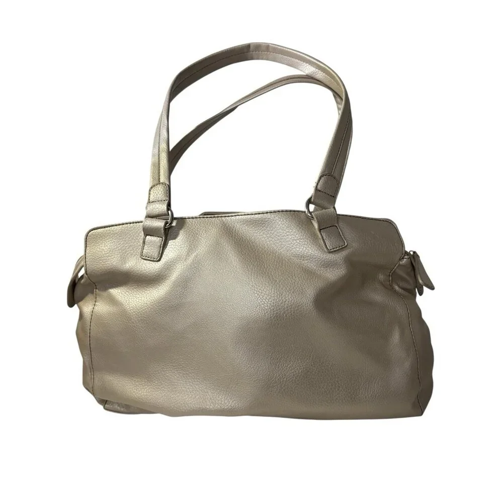 Nine West Tan Faux‎ Pebbled Leather Dual Handle Tote Purse Bag NWT Large READ